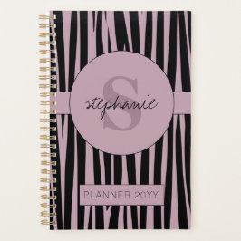 Agenda Nome Personalizado Padrão de stripes Zebra Monogra