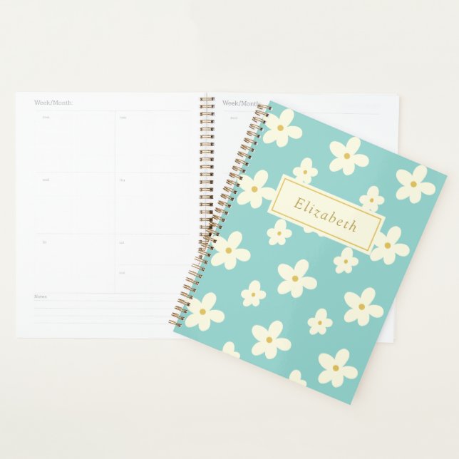 Agenda Nome Personalizado Personalizado Daisy Floral Cute (Exibição)