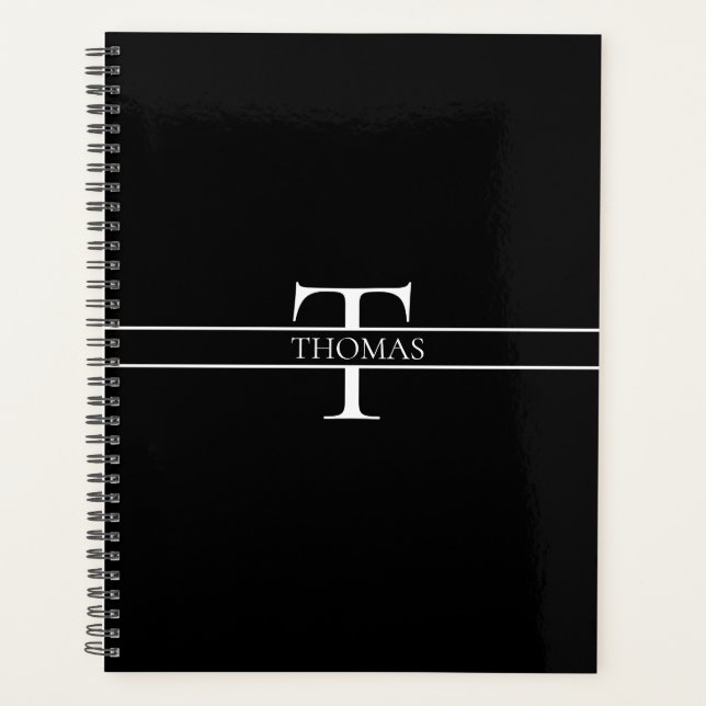 Agenda Nome Personalizado Personalizado Elegante Monogram (Frente)