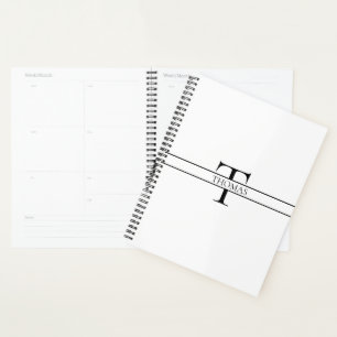 Agenda Nome Personalizado Personalizado Elegante Monogram