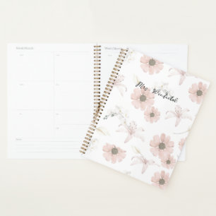 Agenda Nome Personalizado Professor Flores Rosa