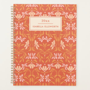 Agenda Nome Personalizado Retrô Laranja Botânico