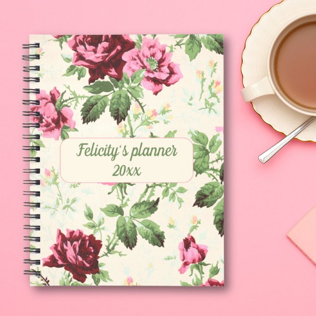 Agenda Nome personalizado rosa rosa vírgula, unido (Criador carregado)
