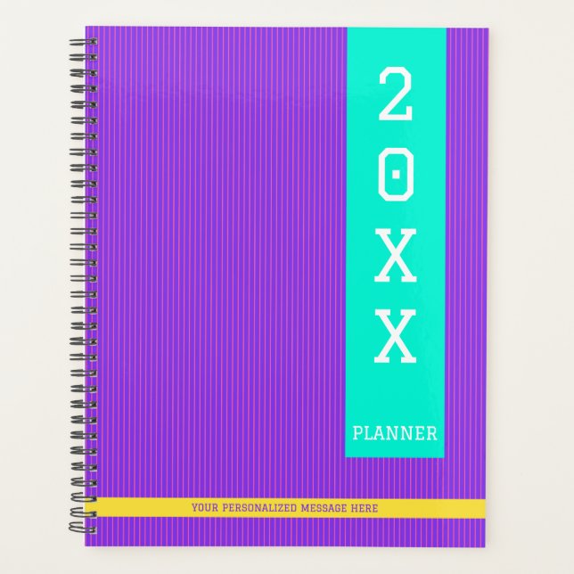 Agenda Nome Personalizado Roxo da Tendência (Frente)