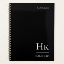 Nome Personalizado Simples Elegante Preto Monogram