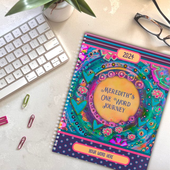 Agenda Nome Personalizado Uma Faixa Bonito Floral de Pala (Criador carregado)