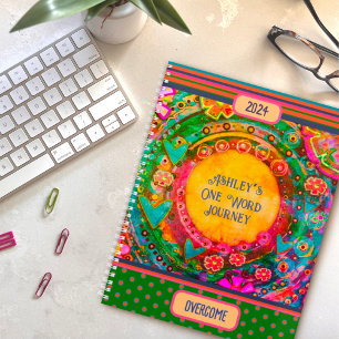 Agenda Nome Personalizado Uma Palavra Vintag Floral Strip