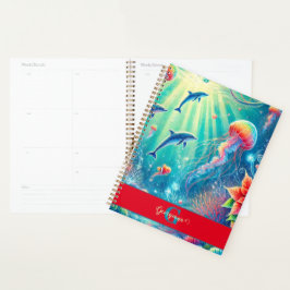 Agenda Nome Personalizado Whimsical Floral Coral Reef Poi
