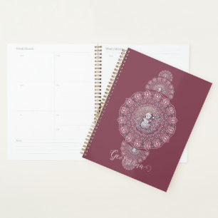 Agenda Nome Personalizado Whimsical Snowman Mandala Ornam