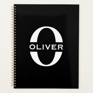 Agenda Nome Preto E Branco Do Monograma Personalizado