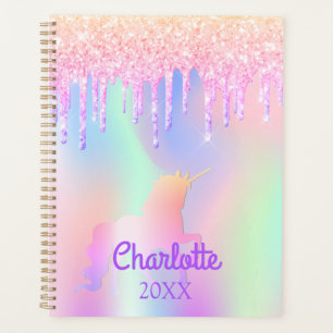 Agenda Nome púrpura cor-de-rosa Unicorn