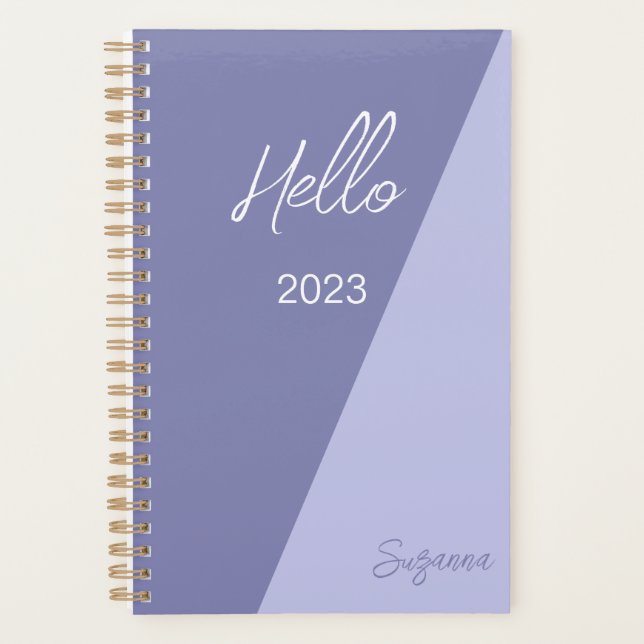 Agenda Nome Simples de Ano Roxo de Script Elegante Modern (Frente)