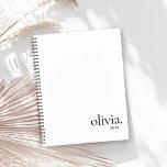 Agenda Nome Simples do Monograma Preto e Branco Profissio<br><div class="desc">Planeador de Nomes Simples de Monograma Preto e Branco Profissional.</div>
