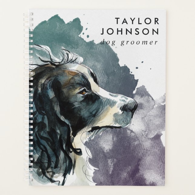 Agenda Nomeação do Springer Spaniel Business Dog Groomer (Frente)