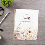 Agenda Nomes de beige cor-de-rosa com flores silvestres 2<br><div class="desc">Mantenha-se organizado e inspirado no nosso Planejador Espiral de Prados Selvagens Personalizado, projetado para trazer um toque da beleza da natureza para o seu planejamento diário. Perfeito para quem ama manter seu cronograma em estilo, esse planejador combina funcionalidade com um toque artístico personalizado. Fundo Branco Elegante: O pano de fundo...</div>