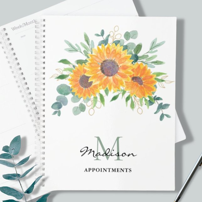 Agenda Nomes Personalizados de Sunflower Eucalyptus Green (Criador carregado)