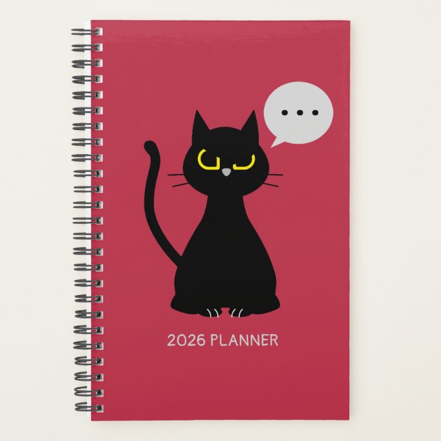 Agenda NOT TODAY! Grumpy Black Cat Planner (Frente)