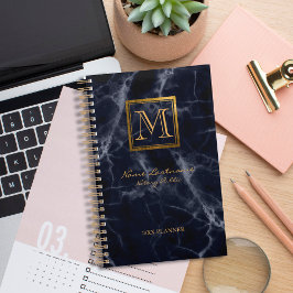 Agenda Notário do Monograma Dourado Quadrado de Mármore E
