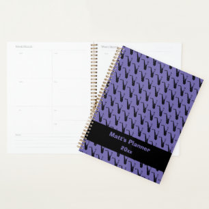Agenda Notas de música saxofônicas roxo personalizado