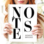 Agenda Notas de Nome Personalizado de Tipografia Minimali<br><div class="desc">Este design moderno e elegante apresenta letras negrosas de tipografia negra "NOTAS" em um layout dividido contemporâneo. O esquema de cores preto-e-branco minimalista o torna versátil e eterno, enquanto o nome personalizado adiciona um toque pessoal. Ideal para profissionais, estudantes ou qualquer pessoa que valorize a estética elegante e limpa. Perfeito...</div>