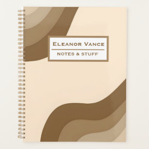 Agenda Notas e Coisas Retro Marrom Bege Abstrato Ondulado