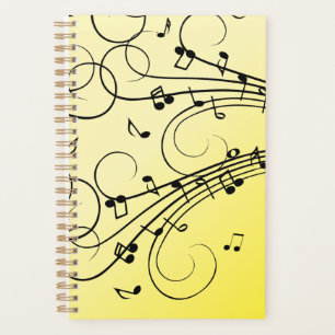 Agenda Notas Musicais Elegantes Amarelas