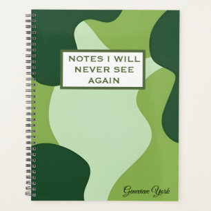 Agenda Notas Que Nunca Mais Verei Caderno Verde Engraçado