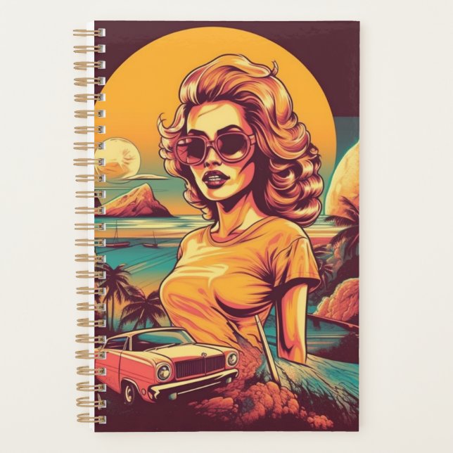 Agenda notebook com inspiração retroativa (Frente)
