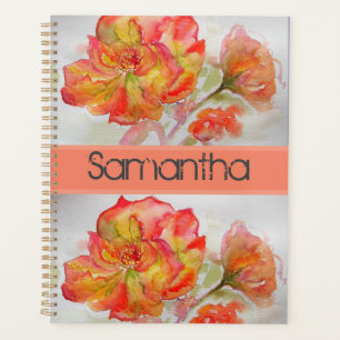 Agenda Notebook cor d'água floral cor laranja cor de lar