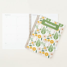 Agenda Notebook de flor natural verde e amarelo