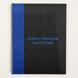 Agenda Notebook de textura de couro azul e preto