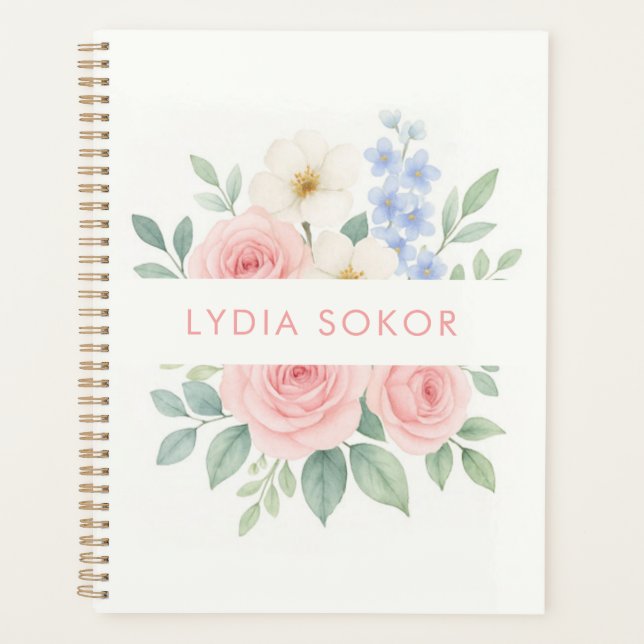 Agenda Notebook Floral Personalizado com Nome (Frente)