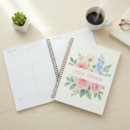 Agenda Notebook Floral Personalizado com Nome