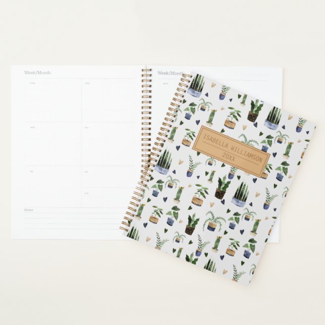 Agenda Notebook Personalizado com Padrão de Planta Potent (Exibição)