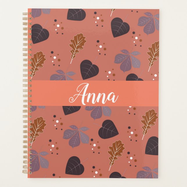 Agenda Notebook Personalizado de Folha Elegante (Frente)