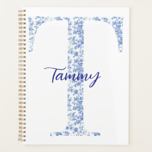 Agenda Notebook Personalizado de Monograma Azul-Chic