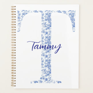 Agenda Notebook Personalizado de Monograma Azul-Chic