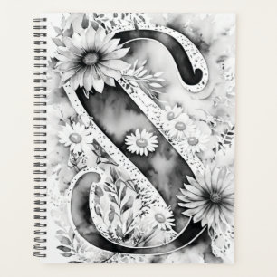 Agenda Notebook Personalizado - Letra S Floral Watercolor