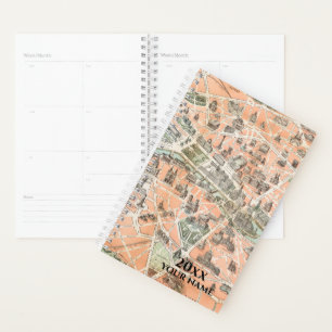 Agenda Notebook personalizado Vintage Paris Map Planner