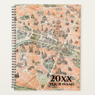 Agenda Notebook personalizado Vintage Paris Map Planner