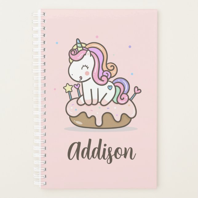 Agenda Notebook Rainbow Unicorn Cake Personalizado Planne (Frente)