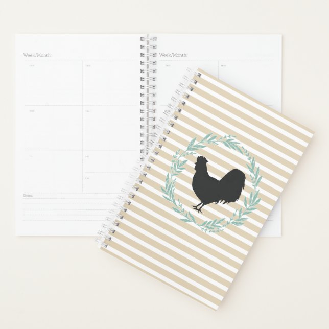 Agenda Notebook Rooster Silhouette Wreath (Exibição)