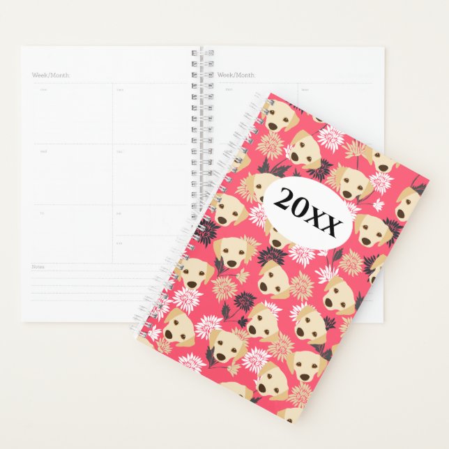 Agenda Notebook rosa Labrador Planner (Exibição)