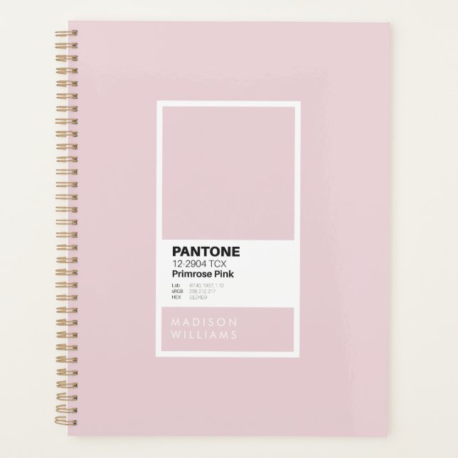 Agenda Notebook Rosa Primrose Personalizado | Nome person (Frente)