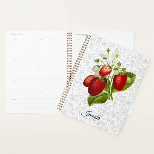 Agenda Notebook Strawberry Personalizado Spiral Planner (Exibição)