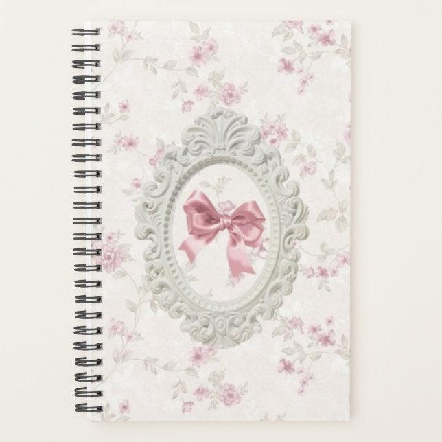 Agenda Notebook Vintage Pink & Floral Frame (Frente)