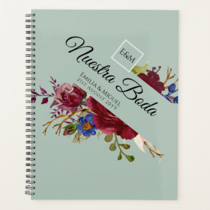 Agenda NUESTRA BODA de Flores Burdeos BURGUNDY