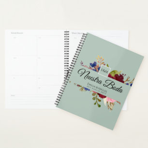 Agenda NUESTRA BODA de Flores Burdeos BURGUNDY