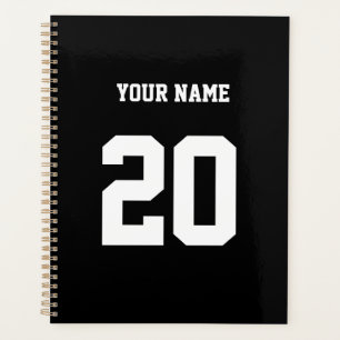 Agenda Número e nome personalizados preto e branco