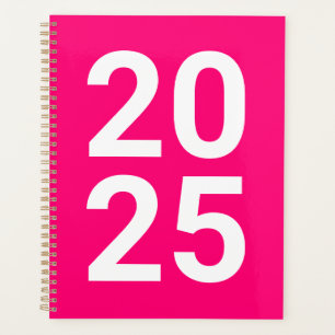 Agenda Números de tipografia moderna rosa-quente de ano-q